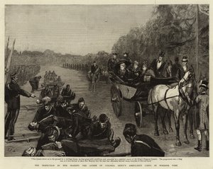 ウィンザーパークにあるシーリー大佐の女王陛下の視察 作： Sydney Prior Hall
