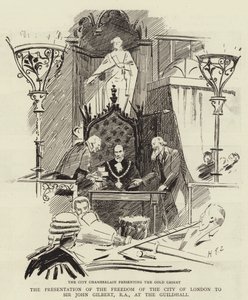 ギルドホールでのロンドン市の自由のRAジョンギルバート卿へのプレゼンテーション 作： Sydney Prior Hall