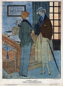 アンドレ・ビラボー (1890-1974) とマルセル・エルヴューによる演劇作品「エルズ・ティエラ」の一場面の挿絵、11 月 15 日の第 124 号「「ラ・バイオネット」」 作： Sylvain Sauvage
