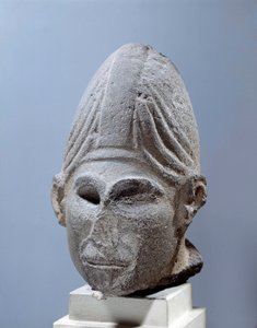 東洋のアンティーク：シリアの神の頭部。紀元前2500年頃、シリアのジャブールから。パリ、ルーブル美術館 作： Syrian Syrian