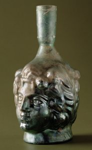 ローンシェス」ガラス 頭部の形をした香箱 シリア 2～3世紀（ガラス製 作： Syrian Syrian