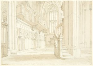 ブリストル大聖堂のオルガンスクリーンの眺め 作： T.H. Clarke