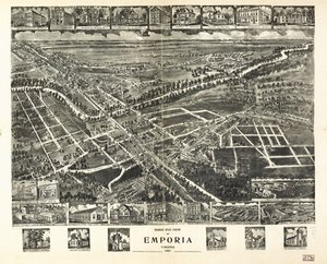 バージニア州エンポリアの鳥瞰図、1907 年。 作： T. M. Fowler