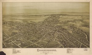 パースペクティブ マップは縮尺通りに描かれていません。 鳥瞰図。 LC Panoramic maps (2nd ed.), 749 米国議会図書館の Web サイトからラスター イメージとして入手することもできます。 興味のあるポイントのインデックス。 AACR2 作： T. M. Fowler