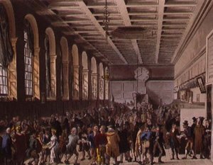 アッカーマンの「ロンドンの小宇宙」よりカスタムハウス、ロングルーム 作： T. and Pugin A.C. Rowlandson