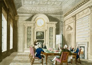 イギリスのアドミラート管理室。1月1日に公開されたカラーエッチング 作： T. & Pugin A.C. (1762 1832) (after) Rowlandson