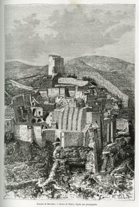マルサバ（Mar Saba）の修道院（パレスチナ）。今日のシリアの物語を説明するために、公教育省から科学的使命を課せられたリヨンの医学部の学部長M.Lortetが描いたテイラーの彫刻で、Tou