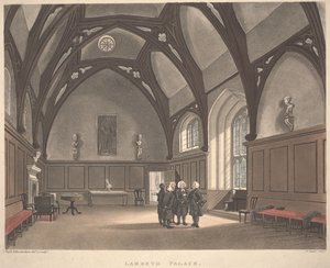 ヨーゼフコンスタンティンスタドラー（fl.1780-1812）によって刻まれたランベス宮殿、1808年公開（アクアチント色） 作： T. and Pugin A.C. Rowlandson