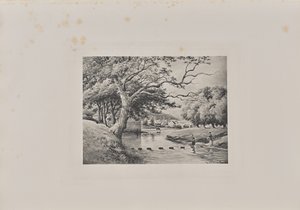 ステッピング・ストーンズからパーティックのオールド・ブリッジを望む 作： T. and R. Annan and Sons