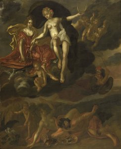 ダイアナとヴィルトゥスはヴィーナスとバッカスを罰する 作： T. van Malsen