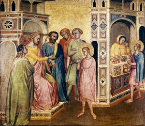 クロスアー王の前の聖エリギウス 1365年頃（木にテンペラ