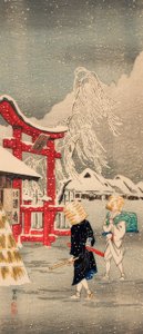 雪の中の岡部