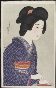 1925年2月、火鉢に座っている女性 作： Takahashi Hiroaki