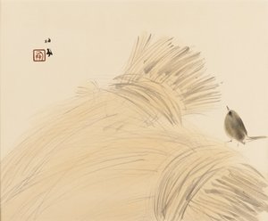 木版画「ミソサザイとトウモロコシ」 19世紀末～20世紀初頭