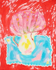 鮮やかな花柄のピッチャー 作： 