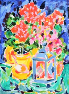 鮮やかな花の静物画 作： 