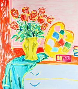 鮮やかな花の静物画