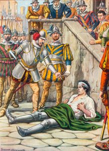 1530年8月3日、ガヴィナーナの戦い後のフランチェスコフェルッチの死 作： Tancredi Scarpelli