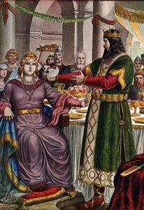 ロンバルドの王アルボイン（526年頃～572年頃）は、イタリアのヴェローナで行われた宴会で、妻である懦弱な王女ロゼモンデ（572年没）に、父の頭蓋骨クニモンドが形成した杯から飲ませる（ロザムンド（またはロザムンデ）と、夫であるロンバルドの王アルボインが