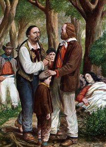 リソルジメント: Giuseppe Garibaldi イタリアの愛国者 (1807-1882) congedie Angelo Brunetti dit Ciceruacchio a la mort d