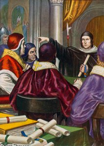 ローマの皇帝ヘンリー4世から教皇グレゴリー7世に宛てた手紙をもたらすパルマのローランド 作： Tancredi Scarpelli