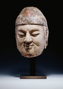 唐王朝以前の役人の大理石の頭、c.618-907 作： Tang Dynasty Chinese School