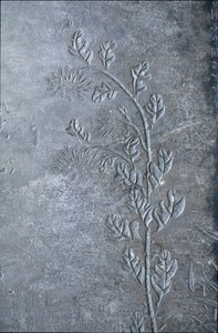 クリサンテーム、花と葉が刻まれたステイル、618～907年（石材