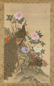孔雀と牡丹、1820年。 作： Tani Buncho