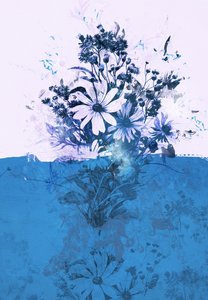 ブルーブーケ、2017年（キャンバスにコラージュ） 作： Teis Albers