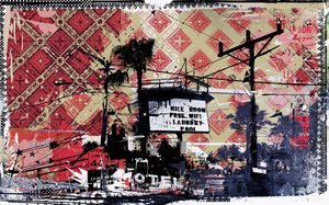 Free WIFI、2015年（キャンバスにコラージュ） 作： Teis Albers