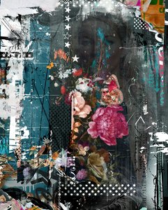 太陽を浴びて、2014年（キャンバスにミクストメディア） 作： Teis Albers
