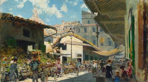 オールド・マーケット 1882-84年頃（油彩、厚紙） 作： Telemaco Signorini