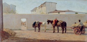 ある春の朝。白い壁 1867年頃（キャンバスに油彩） 作： Telemaco Signorini
