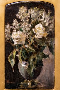 白いバラとスズランの花瓶 作： Telemaco Signorini
