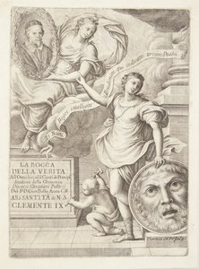 La Bocca della Verita. 教皇クレメンス 9 世の肖像を含むタイトル ビネット 作： Teresa del Pò