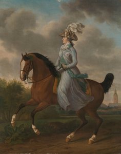 プルイシアのフレデリカ ソフィア ヴィルヘルミナ (1751-1820)、ヴィレム 5 世の妻の騎馬肖像