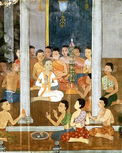 僧侶の奉献（フレスコ画） 作： Thai School