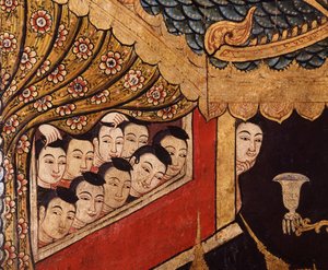 ワットプラシンの壁画の詳細 作： Thai School