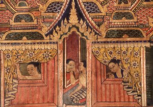 ワットプラシンの壁画の詳細 作： Thai School