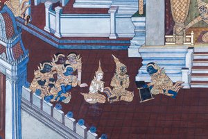 Mural depicting scenes from the Ramayana at Wat Phra Kaeo, the Royal Grand Palace, Bangkok, Thailand   1461040   ja       japanese Successfully Translated  Original: Judith and Holofernes Translat: Judith and Holofernes 1464122 ja japanese Successfully Tra 作： Thai School