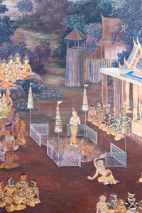 Mural depicting scenes from the Ramayana at Wat Phra Kaeo, the Royal Grand Palace, Bangkok, Thailand   1461213   ja       japanese Successfully Translated  Original: St Jerome Translat: St Jerome 1460945 ja japanese Successfully Translated Original: Portra