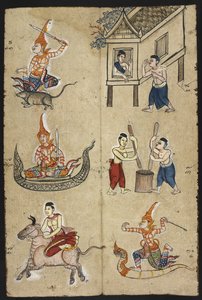 または 4830 「タイの占いマニュアル (Phrommachat)、干支に基づく星占いを含む」 (紙にインクとカラー)