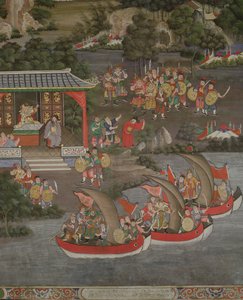 中国の影響を受けたシーン、サラゲン、ワットボウォンニウェットビハーラ、バンコク 作： Thai School