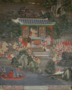 中国の影響を受けたシーン、サラゲン、ワットボウォンニウェットビハーラ、バンコク 作： Thai School