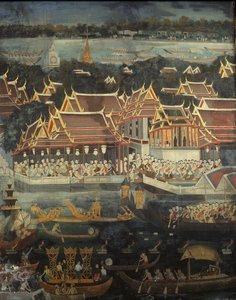 1864年のロイクラトン祭（壁画） 作： Thai School