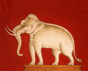 白象、象の訓練の原稿からのページ（紙にトイレ）