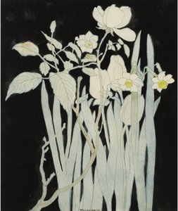 水仙とバラ パル ホイテマ、テオ ヴァン (1863-1917)。 紙に水彩、墨、サイズ：27,5x23 作： Theo van Hoytema