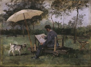 アルマン・ハインズの絵画（パネルに油彩） 作： Théo van Rysselberghe