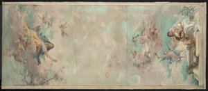 クールブヴォワ市庁舎の結婚会場のスケッチ：讃美歌の保護条例（下絵） 作： Theobald Chartran