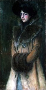 毛皮のマフを持つ女性 作： Theodor Bruckner